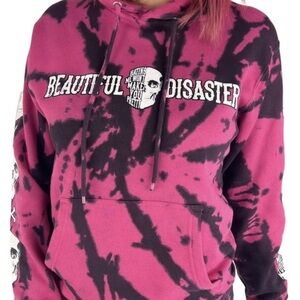 Beautiful Disaster Pink and Black Tie-Dye Hoodie